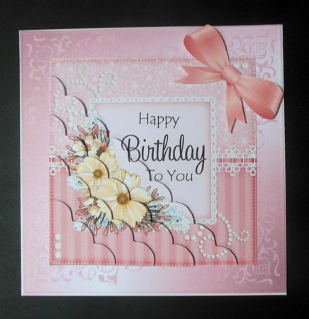 A Touch of Elegance Birthday Flowers Pearls and Lace Scalloped Corner Stacker by Hazel Sumner