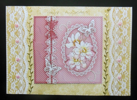A Touch of Elegance Flowers Pearls and Lace Wavey Corner Stacker by Hazel Sumner