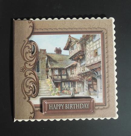 Vintage Building Leycester 8in x 8in Decoupage by Hazel Sumner