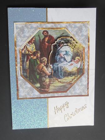 Vintage Nativity Card Front with a Topper by Hazel Sumner