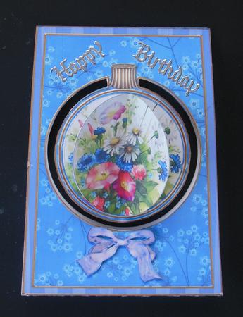 Wildflowers Blue 3D Floral Bauble Mini Card Front Kit by Hazel Sumner