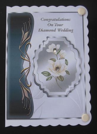 Ivory Magnolias Art Nouveau Card Front - Diamond Wedding by Hazel Sumner
