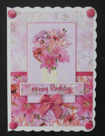 Lily & Gerbera Bouquet A5 Card Front & Topper by Hazel Sumner