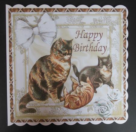 Cute Vintage Cats & Kittens in Floral Frame 8x8 by Hazel Sumner