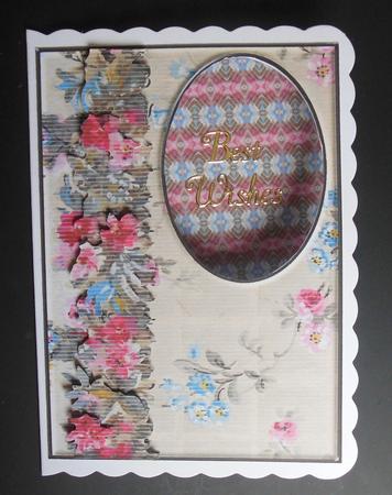 Pink & Blue Vintage Flowers Trendy Quick Card by Hazel Sumner