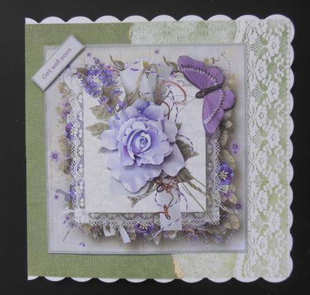 Purple Rose and Lilac 6.5x6.5 Approx with Decoupage by Hazel Sumner