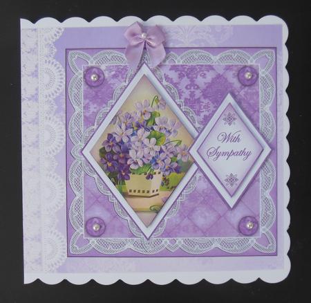 Lilac Flowers with Sympathy 7in Double Diamond Topper by Hazel Sumner