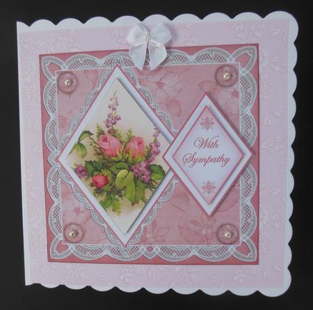 Rose Bouquet with Sympathy 7in Double Diamond Topper by Hazel Sumner