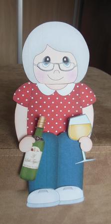 3D on the Shelf Card Kit - White Wine Old Lady Beattie by Hazel Sumner