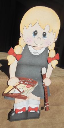 3D on the Shelf Card Kit - Recorder Player Schoolgirl Dania by Hazel Sumner