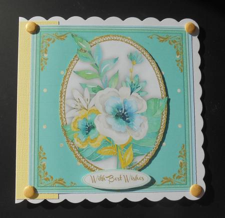 Lovely Mint Greenand Gold Flowers  by Hazel Sumner