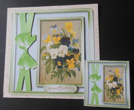 Lovely Spring Pansy's in a Green Frame by Hazel Sumner