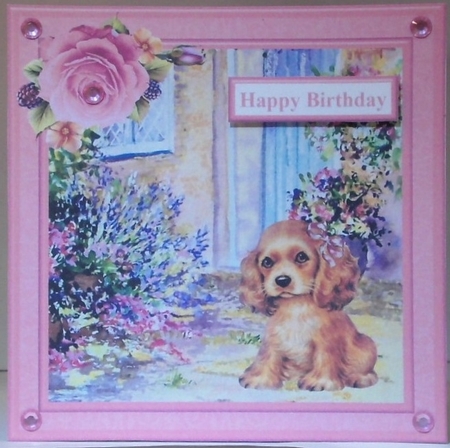 Cute Puppy Scene Topper & Decoupage by Hazel Underwood