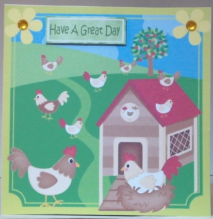 3 All about the chickens card fronts/toppers by Hazel Underwood
