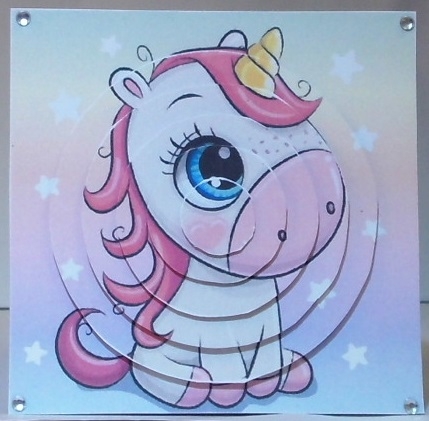  4 Cute rainbow unicorns with pyramids & 8x8 card front mini kit by Hazel Underwood