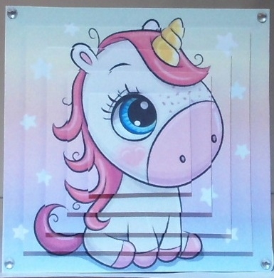  4 Cute rainbow unicorns with pyramids & 8x8 card front mini kit by Hazel Underwood