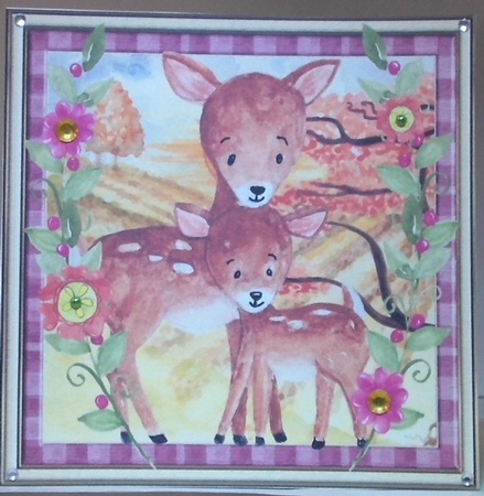 3 Framed cute deer card fronts/toppers by Hazel Underwood