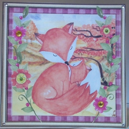 3 Framed cute foxes card fronts/toppers by Hazel Underwood