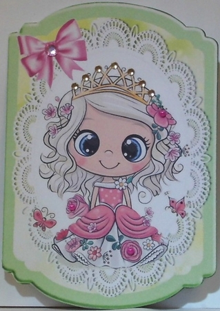 pretty little princess dressed in pink with bow bracket card by Hazel Underwood