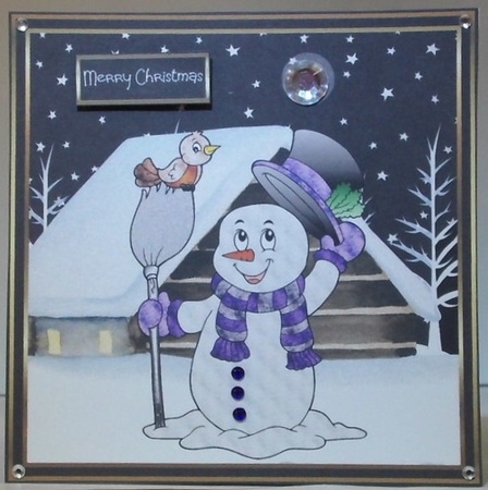 Snowman and the bird by Hazel Underwood
