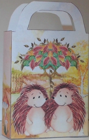 Autumn hedgehogs gift bag by Hazel Underwood