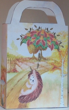 Autumn hedgehogs gift bag 1 by Hazel Underwood