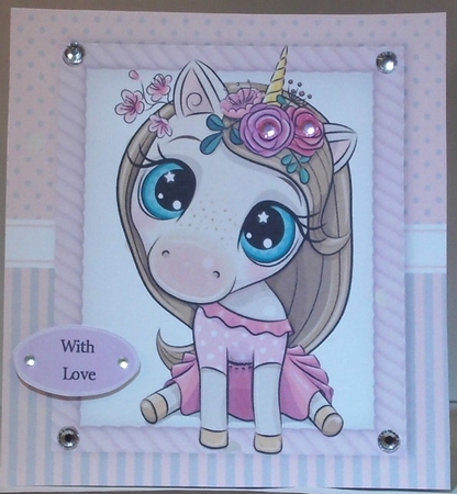 17 8x8 card fronts pink floral animals by Hazel Underwood