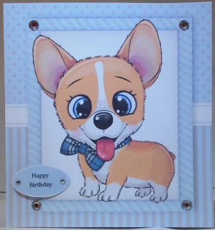 Gorgeous Corgi With A Bow Tie 8x8 by Hazel Underwood
