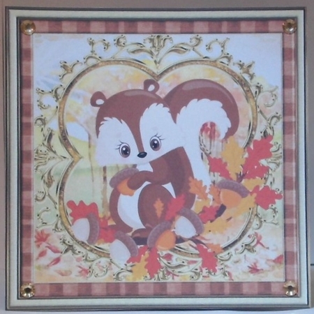 3 Autumn squirrel card fronts/toppers by Hazel Underwood