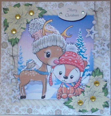 Adorable Fox With Reindeer 8x8 by Hazel Underwood