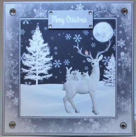 Silver Christmas Stag by Hazel Underwood