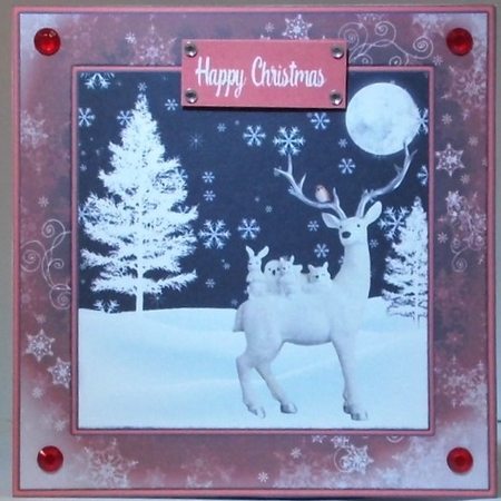 Red Christmas Stag by Hazel Underwood