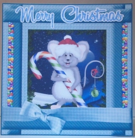 3 Grey Christmas mouse card fronts/toppers by Hazel Underwood