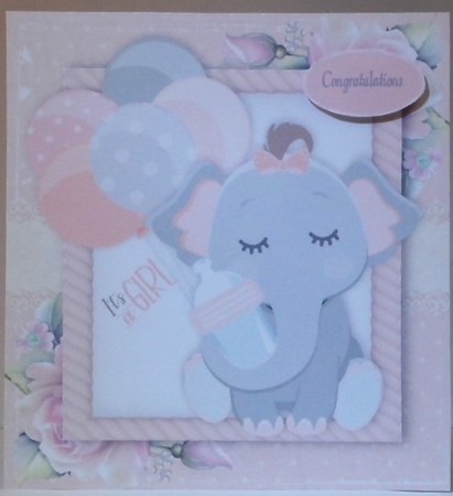 Baby Girl Elephant With Bottle 8x8 by Hazel Underwood
