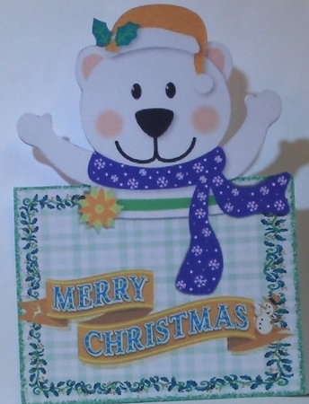 A lovely over the edge card front card of a polar bear (gold) by Hazel Underwood