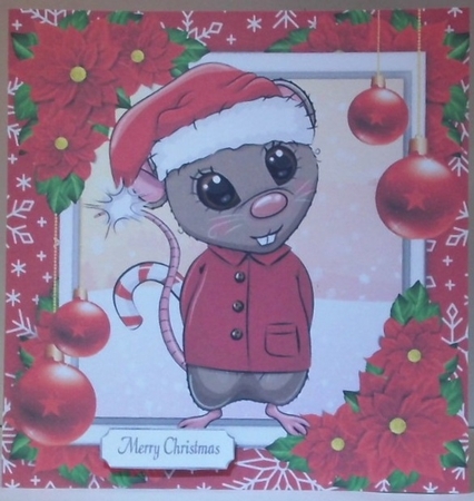 Gorgeous Mouse In Santa Hat 8x8 by Hazel Underwood