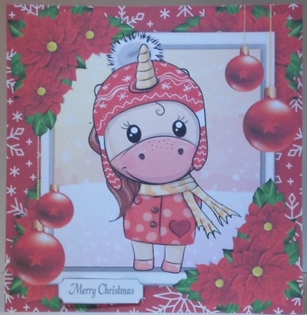 Gorgeous Unicorn In Bobble Hat 8x8 by Hazel Underwood