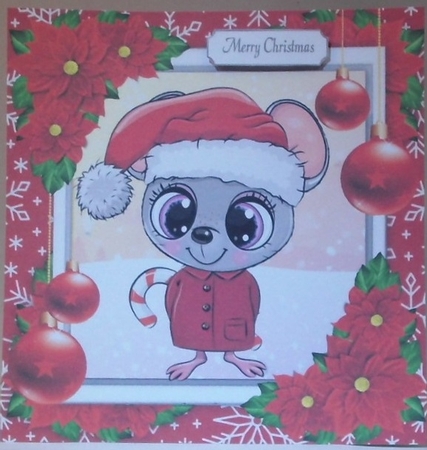 Gorgeous Grey Mouse In Santa Hat 8x8 by Hazel Underwood