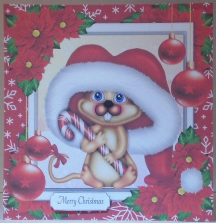 Gorgeous Chipmunk In Santa Hat 8x8 by Hazel Underwood