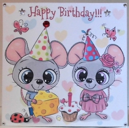 Cute little mice cheese party 7x7 by Hazel Underwood