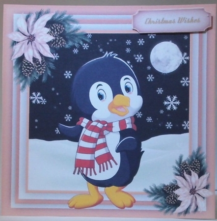 8, Card fronts , Happy Penguins in the Snow + 2 Inserts by Hazel Underwood