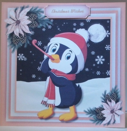 8, Card fronts , Happy Penguins in the Snow + 2 Inserts by Hazel Underwood