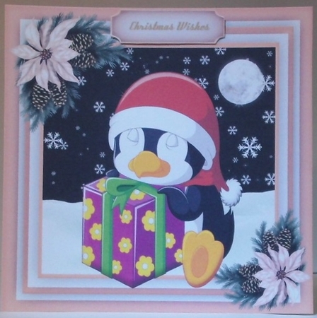 8, Card fronts , Happy Penguins in the Snow + 2 Inserts by Hazel Underwood