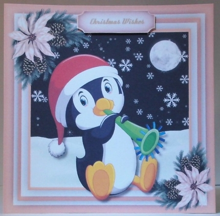 8, Card fronts , Happy Penguins in the Snow + 2 Inserts by Hazel Underwood
