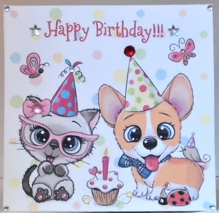 8 Lovely birthday animal cuties with friends card fronts 7x7  bumper kit by Hazel Underwood