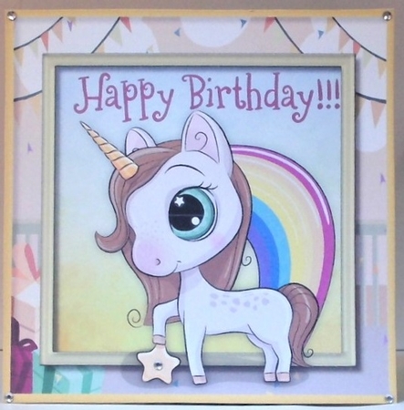 4, Rainbow Unicorns Card fronts  by Hazel Underwood