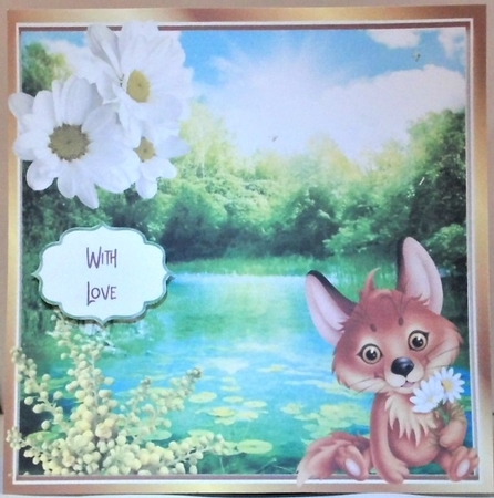  4 lovely lily pond card fronts with animals  8x8 mini kit by Hazel Underwood