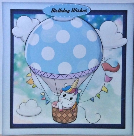 Unicorn in a Blue Balloon  by Hazel Underwood