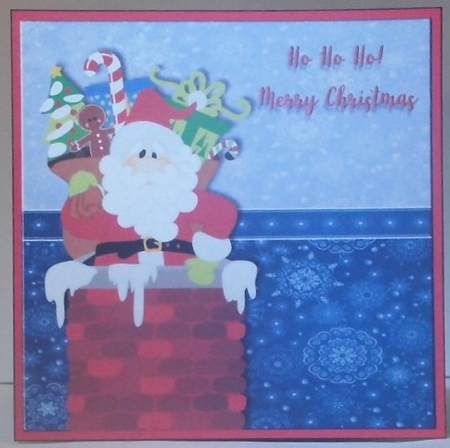 Santa Christmas Card 7x7 quick Card, 3d decoupage by Hazel Underwood