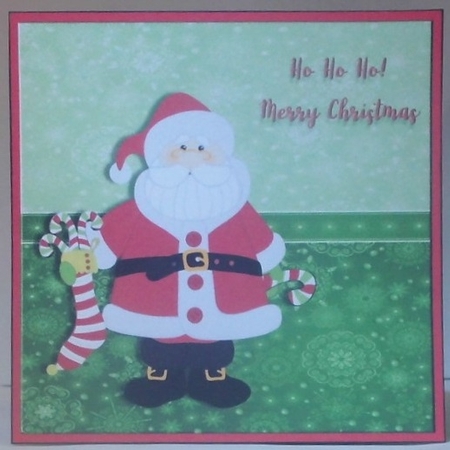 Santa Christmas Card 7x7 quick Card, 3d decoupage by Hazel Underwood